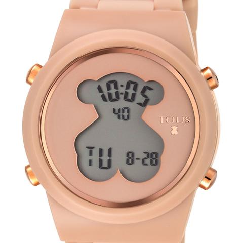 Reloj Digital D Bear De Acero Ip Rosado Con Correa De Silicona Nude