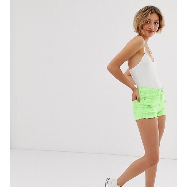 neon green denim shorts