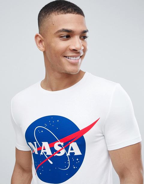 Camiseta Ajustada Nasa De Asos Design-blanco