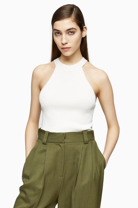 Womens Ivory Racer Knitted Top - Ivory, Ivory