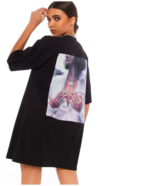 Lissy Roddy X Pd Self-made Black Oversized Graphic Back T-shirt Dress