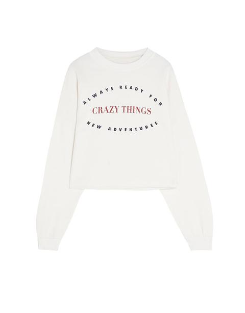 Sudadera Cropped Blanca Crazy Things