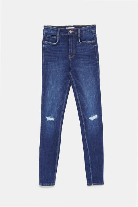 Jeggings Hi-rise Skinny Vintage Con Strappi