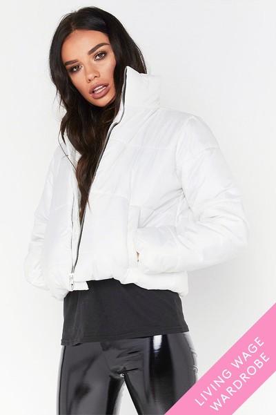 Ruby White Cropped Puffer Jacket