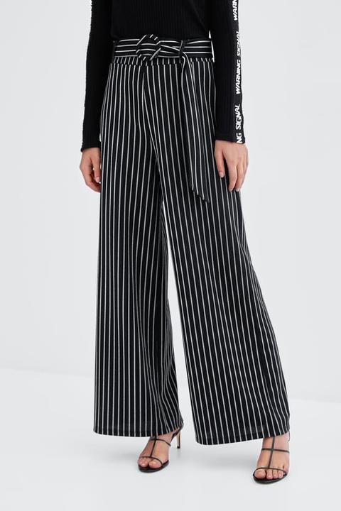 belted striped pants