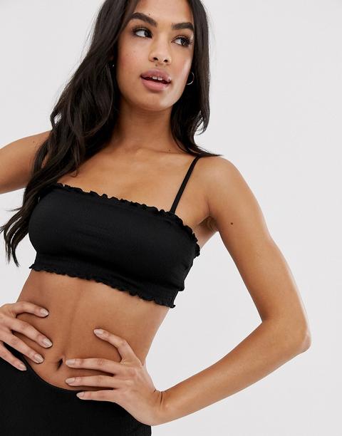 Top De Bikini Negro Con Volantes De Weekday