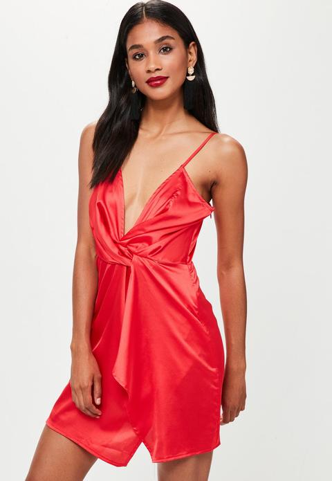 Red Twist Cami Dress, Red