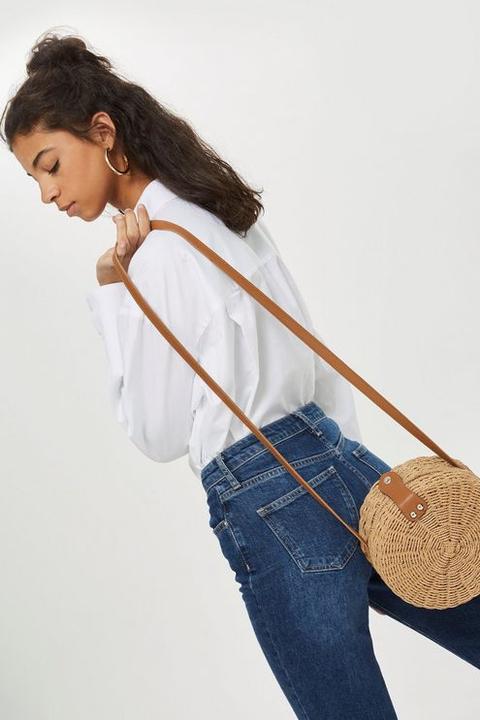 Womens Barbar Straw Circle Cross Body Bag - Natural, Natural