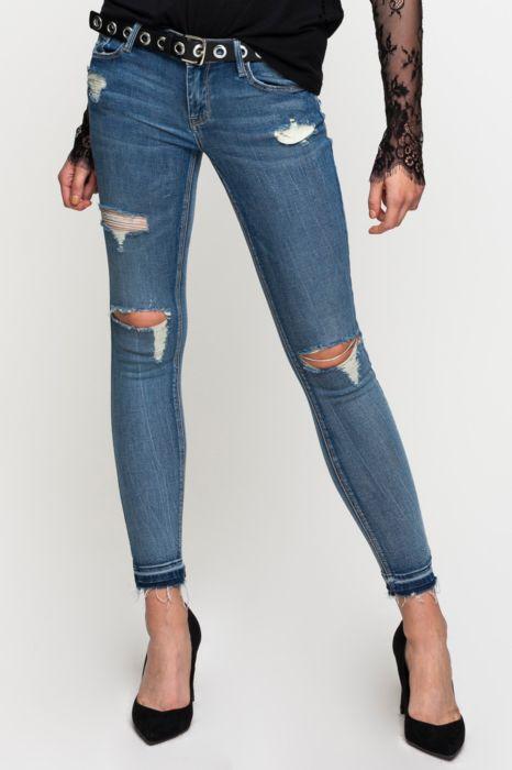 Jeans Skinny Destroyed Blu