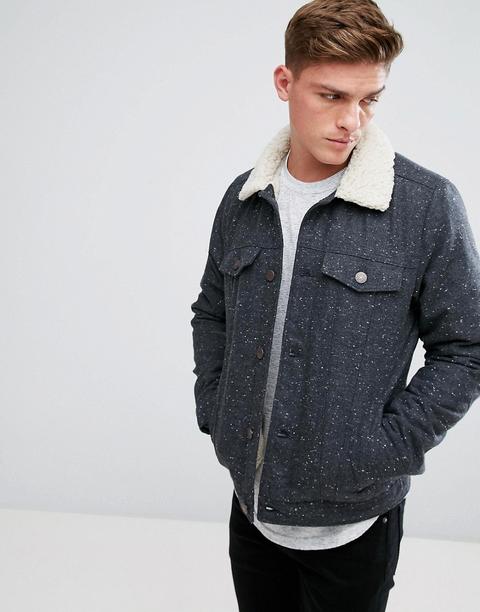 Cazadora Con Forro Sherpa En Gris Oscuro De Hollister