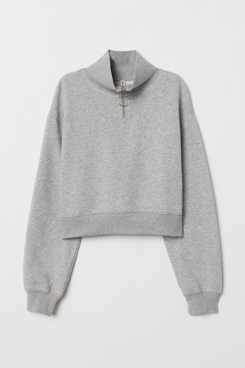 Sudadera Con Cuello Elevado - Gris