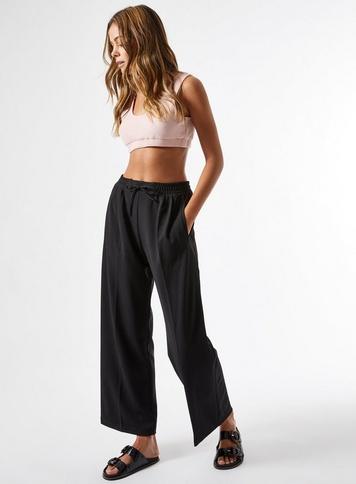 Womens Black Wide Leg Smart Joggers, Black