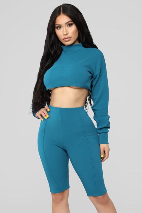 Be Alright Biker Short Set - Teal