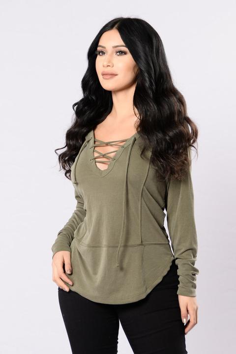 All Laced Up Top - Olive