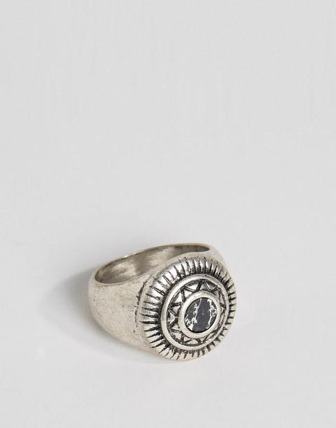 Anillo De Sello Con Adorno De Efecto Piedra Negra De Asos Design