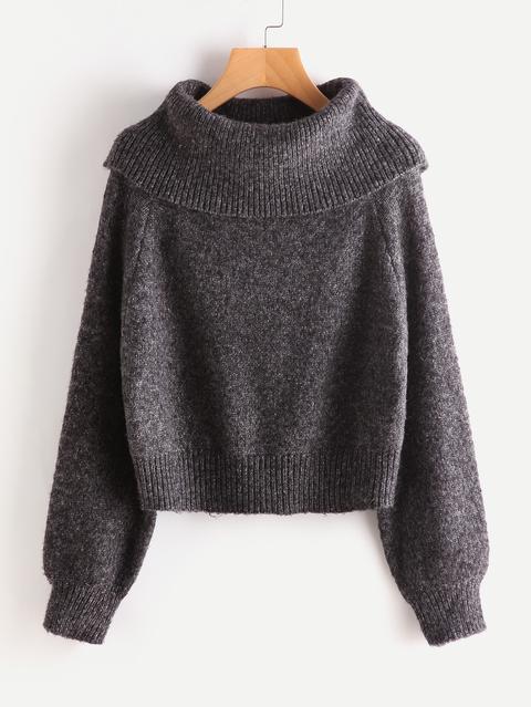 Oversized Turtle Neck Marled Knit Jumper