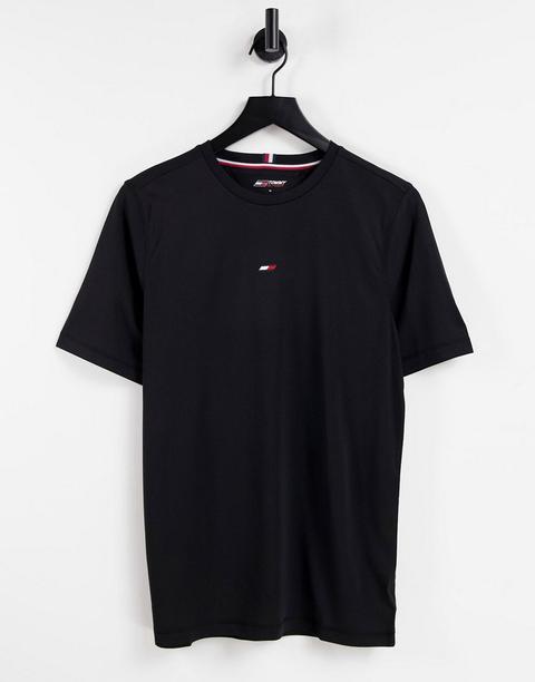 Camiseta Negra Con Logo Pequeño De Bandera En El Pecho De Tommy Hilfiger Performance-negro