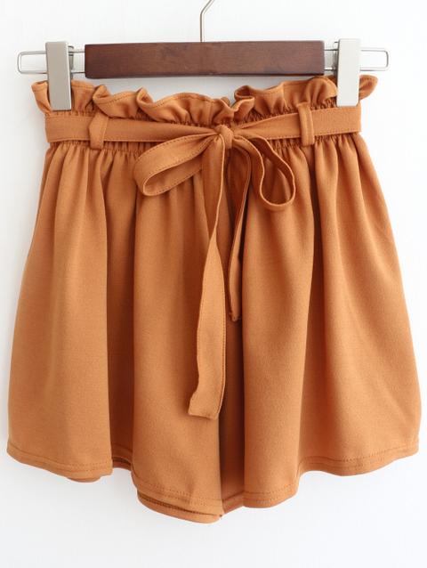 Drawstring Wide Leg Chiffon Shorts