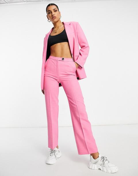 Asos Design Slim Dad Suit Slide Trouser In Perfect Pink