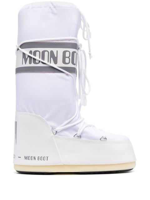 Moon Boot Botas De Nieve Con Cordones - Blanco