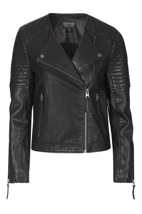Quilted Faux-leather Biker