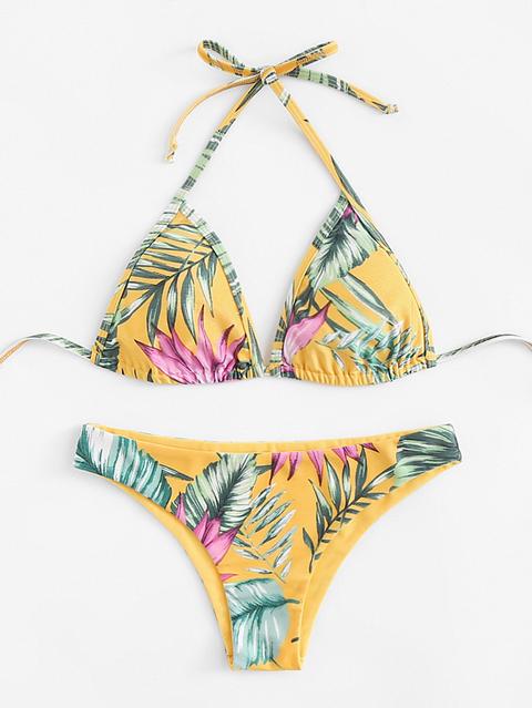 Bikini Con Stampa Di Foglie Di Palma
