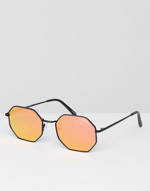 Quay Australia On A Dime Hexagonal Sunglasses In Black