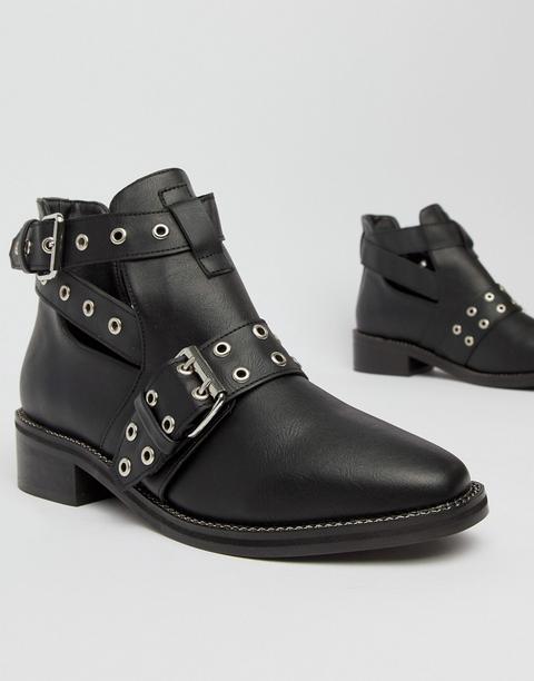 Botines Planos De Truffle Collection-negro