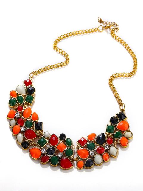 Collana Con Pendente Pietra Preziosa Multicolore