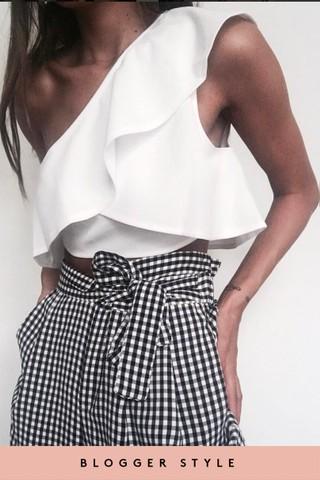 Diane White One Shoulder Crop Top