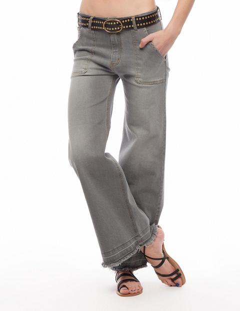 Pantalón Ancho Bolsillos Gris