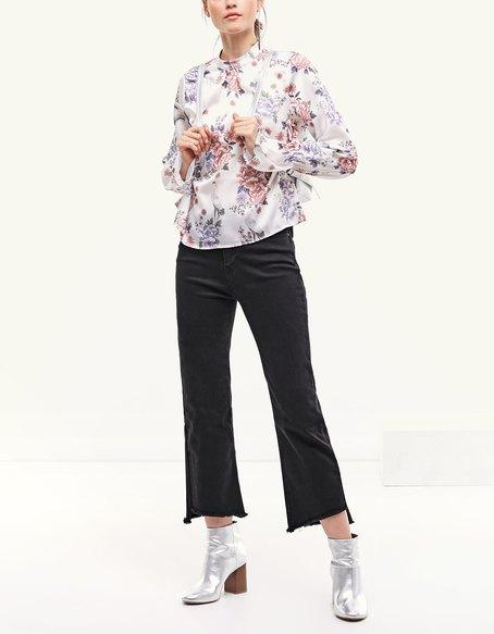 Blusa A Fiori Collo Perkins Ecru