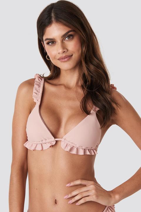 Frilled Triangle Bikini Top Rosa