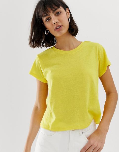 Weekday - Misty - T-shirt In Colore Vivace - Giallo