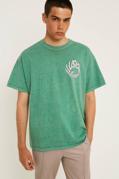 Uo Green & Pink Illusions T-shirt - Mens M