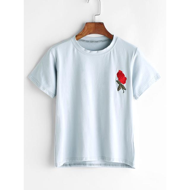 rose embroidered t shirt
