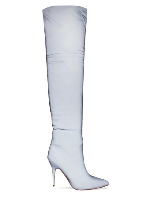 Khloe Reflective Ruched Thigh High Boots