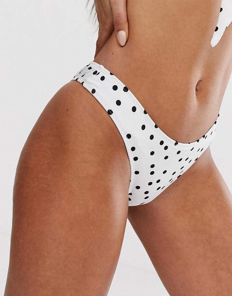 Braguitas De Bikini De Pernera Alta Con Lunares En Blanco De Free Society-multicolor