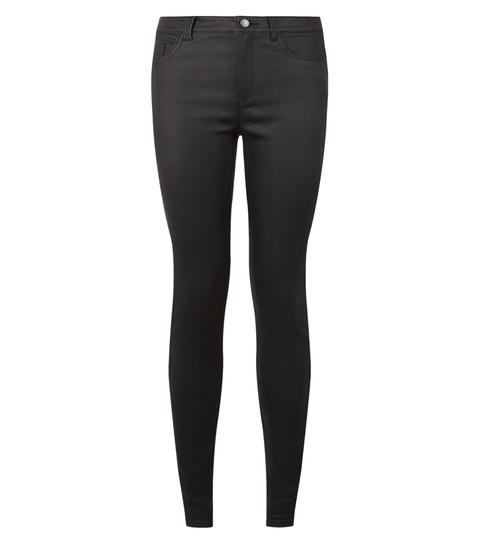 Tall Black Leather-look 'lift & Shape' Jenna Skinny Jeans New Look