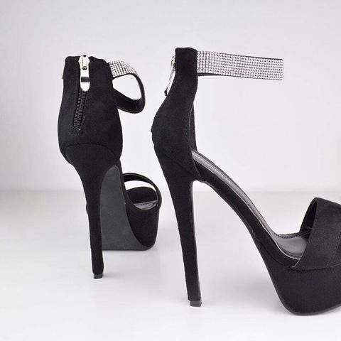 Alyse - Diamonds Stiletto High Heels In Black Pu