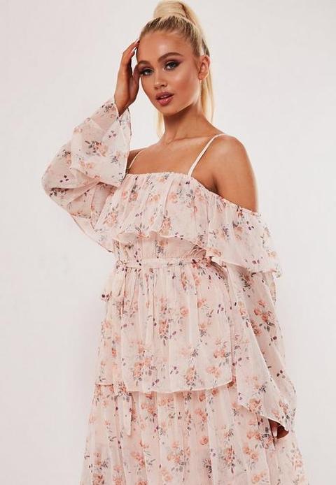 blush floral midi dress
