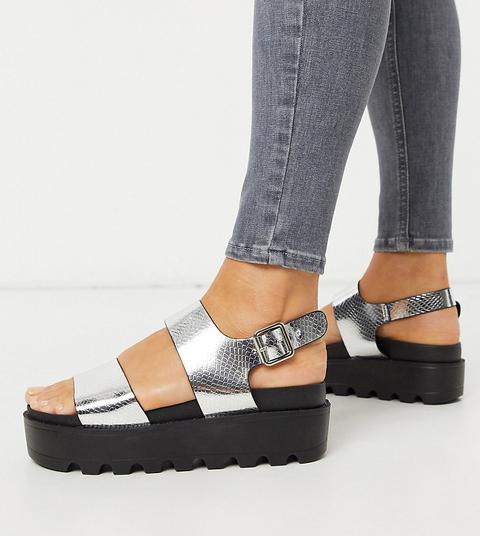 Co Wren Wide Fit Chunky Sole Sandals In Silver