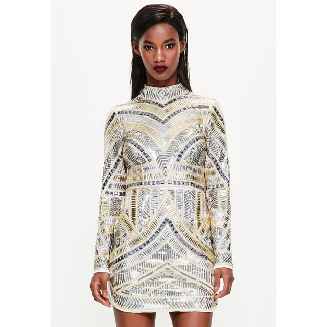 white embellished bodycon dress