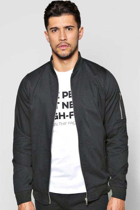 Mens Cotton Ma1 Bomber Jacket In Black Black From Boohooman On 21 Buttons