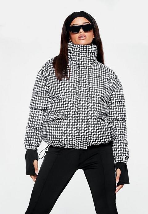 Black Msgd Ski Houndstooth Printed Jacket, Black from Missguided on 21  Buttons