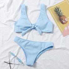 Bañador Bikini Con Nudo Delantero Con Textura