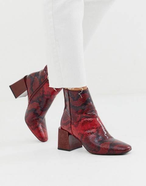 Botines De Tacón De Serpiente En Rojo Reed De Asos Design