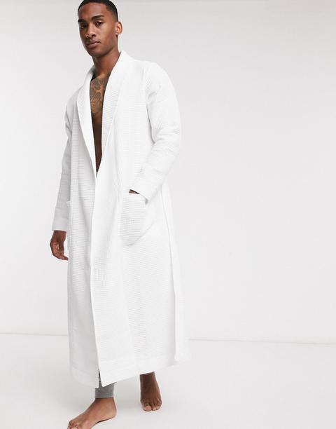 Asos Design Lounge Dressing Gown In White Waffle