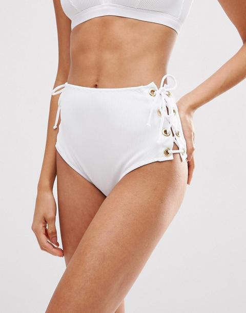 Braguita De Bikini De Talle Alto De Canalé Con Cordón Y Ojales De Asos