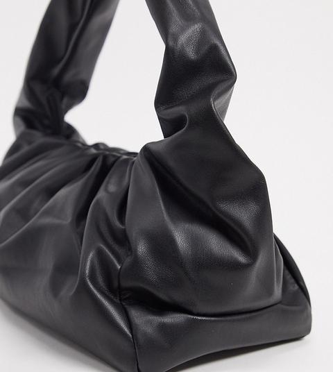 Glamorous Slouchy Ruched Shoulder Bag In Black